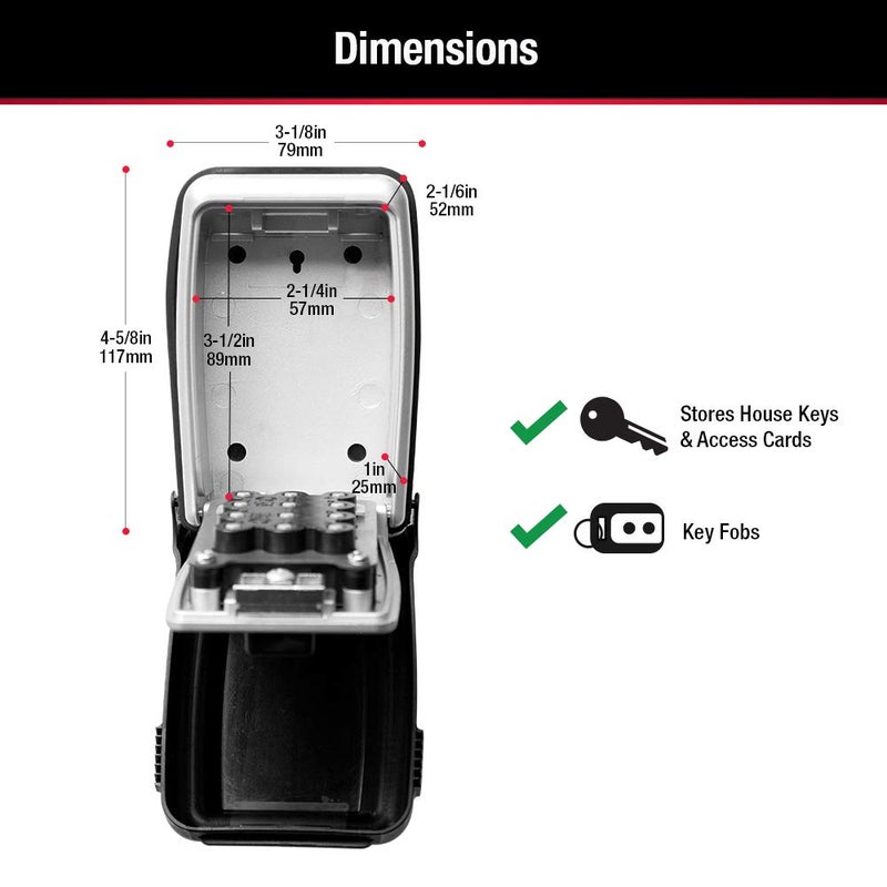 Master Lock Wall Mount Key Lock Box with Push Button for House Keys, Outdoor Safe with Combination Lock, 5 Key Capacity, 5423EC , Black - Image 4